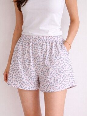 Women’s Pastel Leopard Print Elastic Waist Shorts
